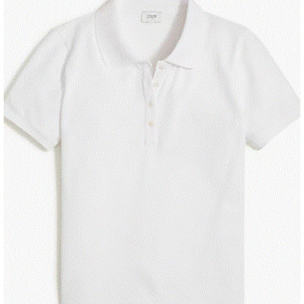 New JCrew Factory Pique Polo Shirt, White, size XXS, NWT